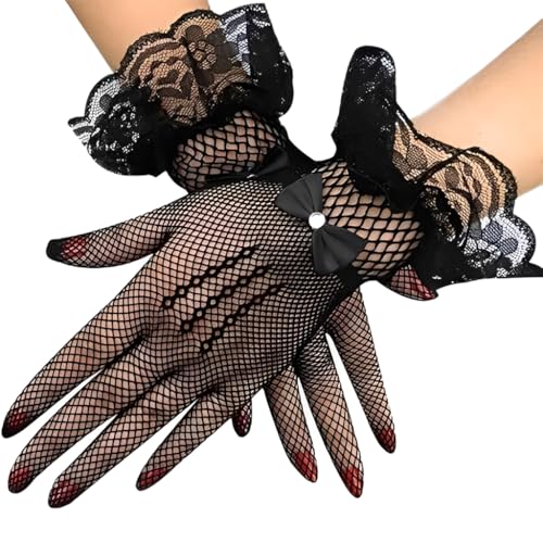 ZIBUYU® Women's Short Sheer Lace Floral Wrist Length Gloves f ZIBUYU® Women's Short Sheer Lace Floral Wrist Length Gloves f